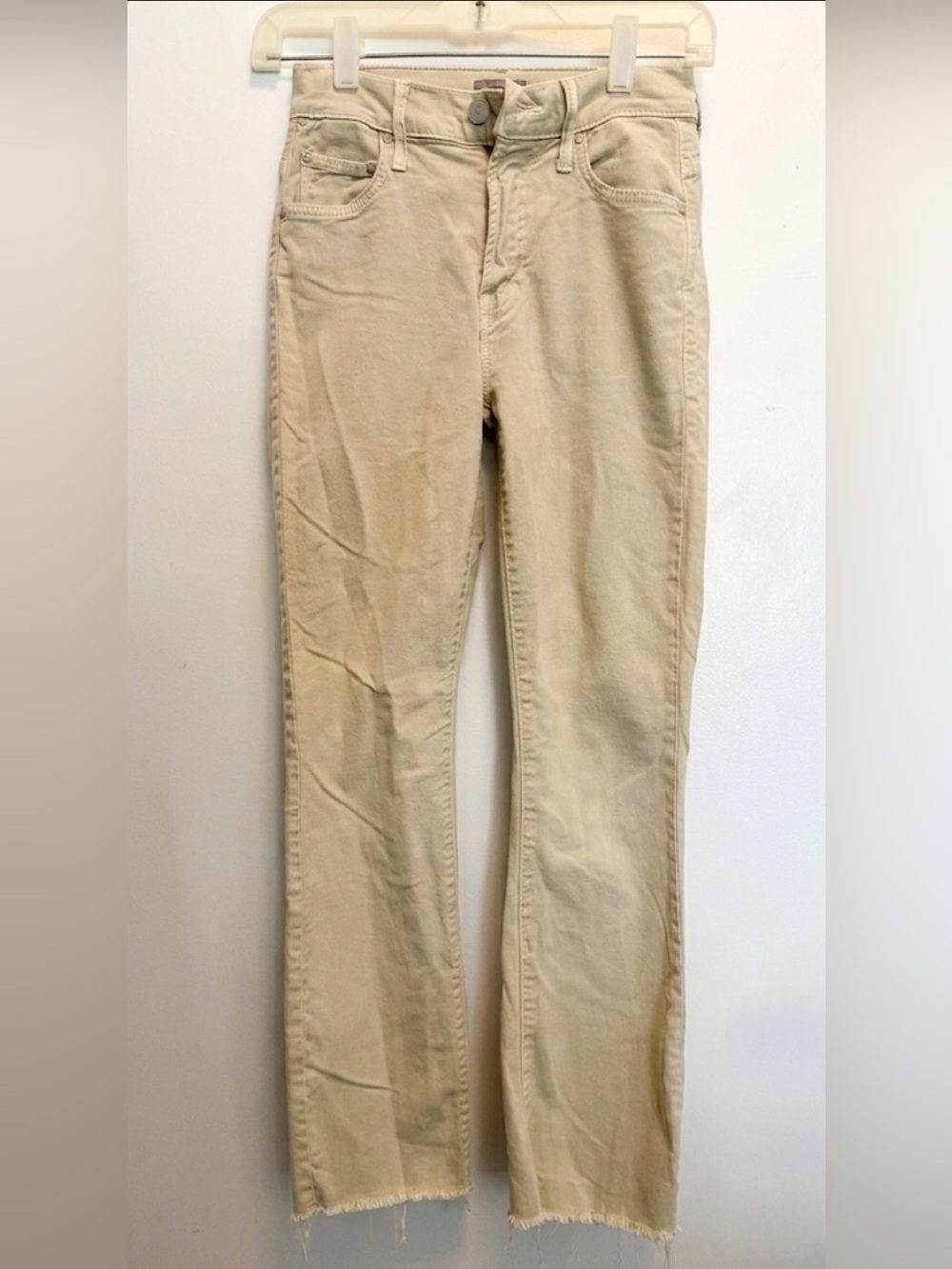MOTHER Wide Leg Jeans in Oxford Tan | Insider Ankle Fray | Chalk it Up |